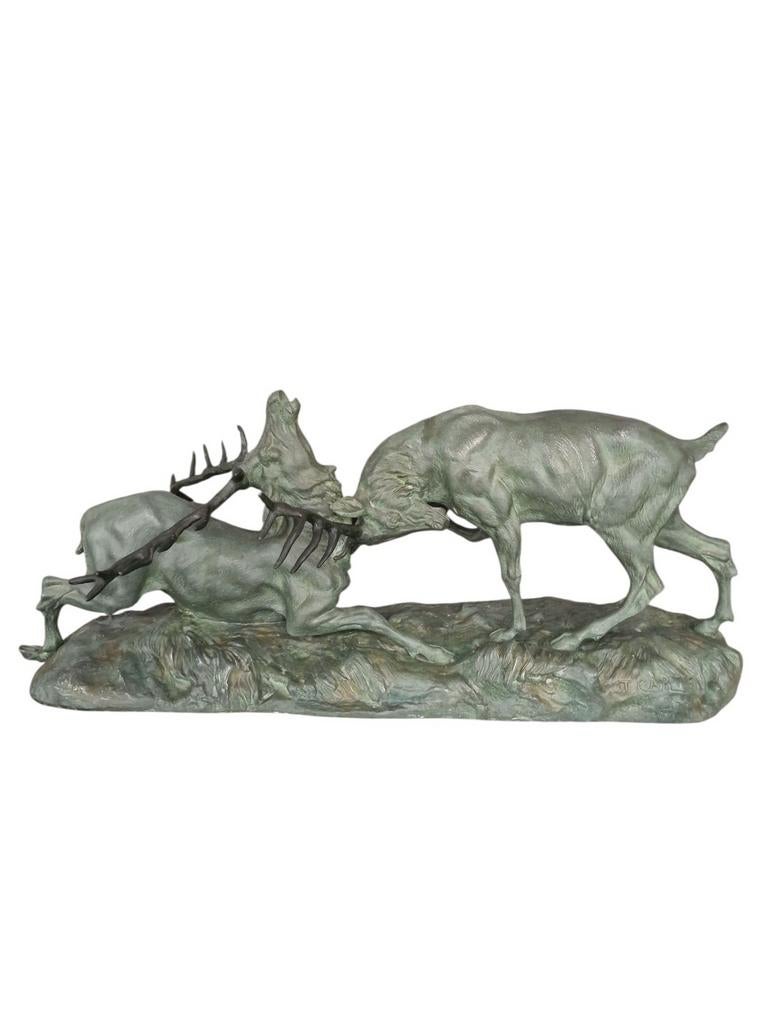 Superbe sculpture animalière signée T. Cartier, Enlèvement, Bronze