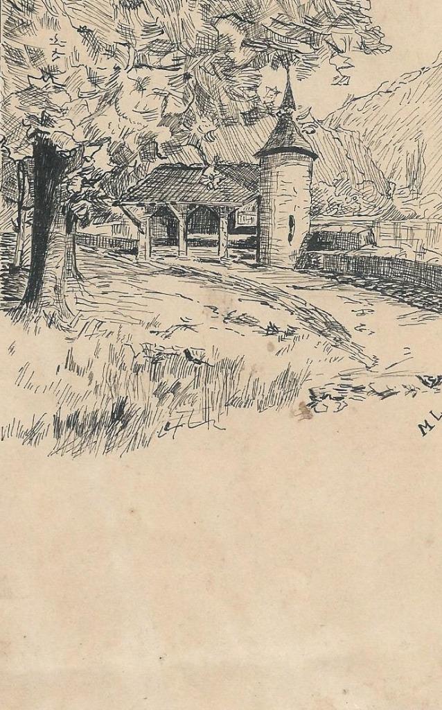 Tekening met Brugs zicht, Antiek en Kunst, Ophalen of Verzenden