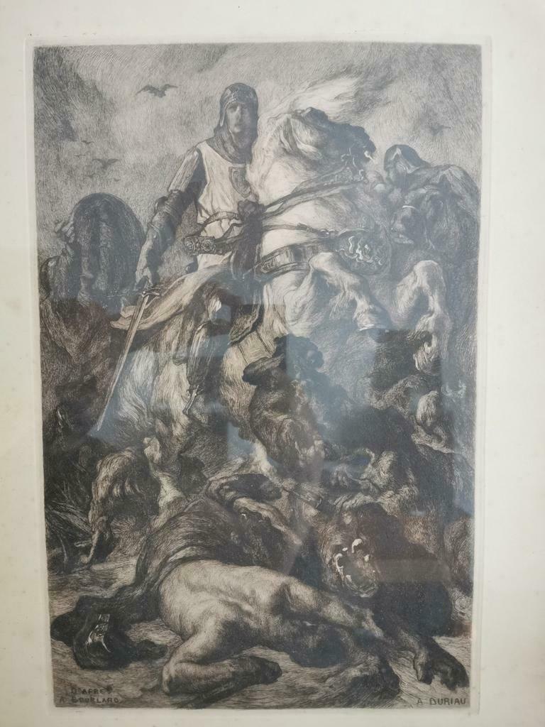 Belle eau-forte de A. Duriau d'après A. Bourlard., Enlèvement ou Envoi