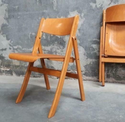 Lot de chaises pliantes anciennes rétro vintage, Enlèvement ou Envoi, Vintage, Bois, Cinq, Six Chaises ou plus