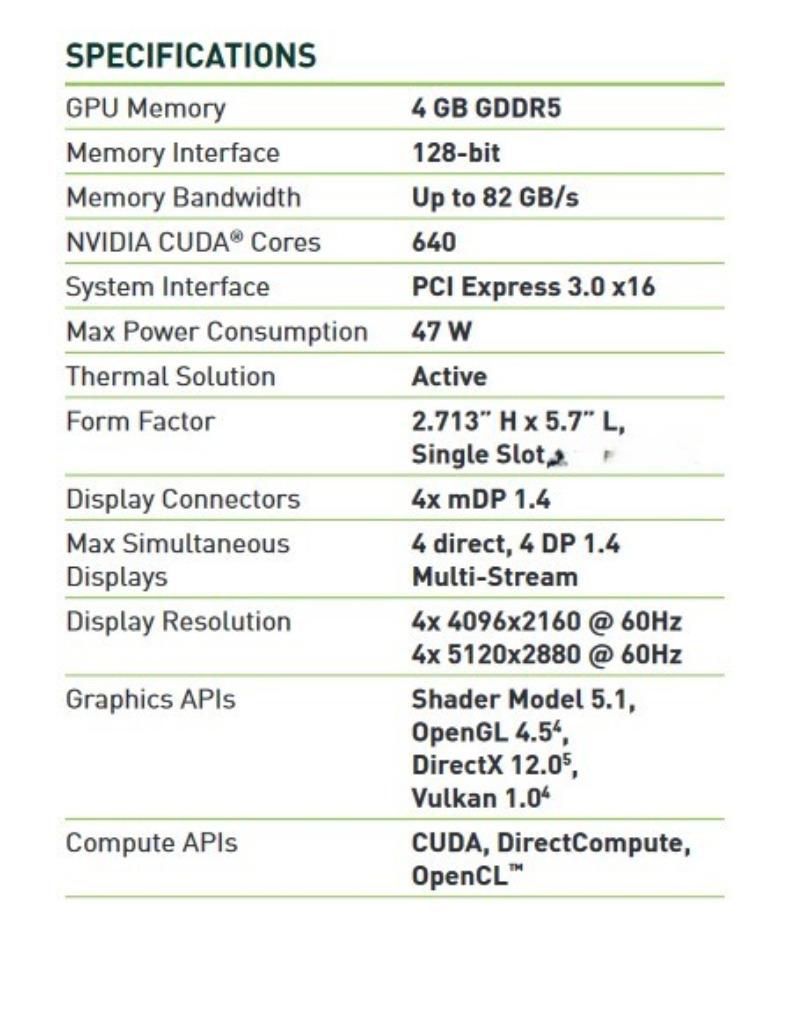 nvidia P1000 4GB met 4 miniDP aansluitingen (5 stuks), PCI-Express 3, Nvidia, DisplayPort, Refurbished