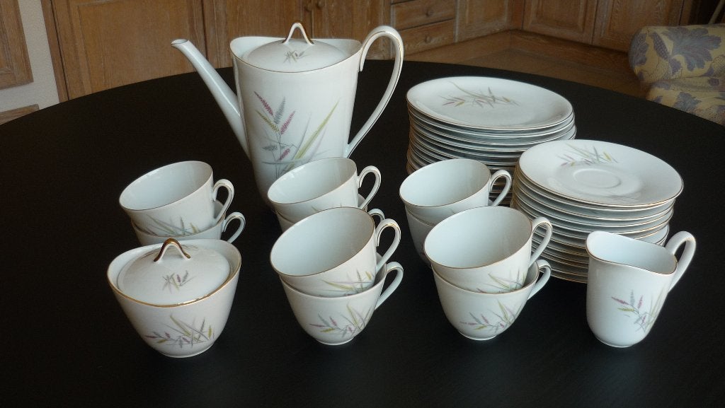 Service à café 10 pièces, Maison & Meubles, Cuisine | Vaisselle, Enlèvement ou Envoi, Vintage, Comme neuf, Porcelaine