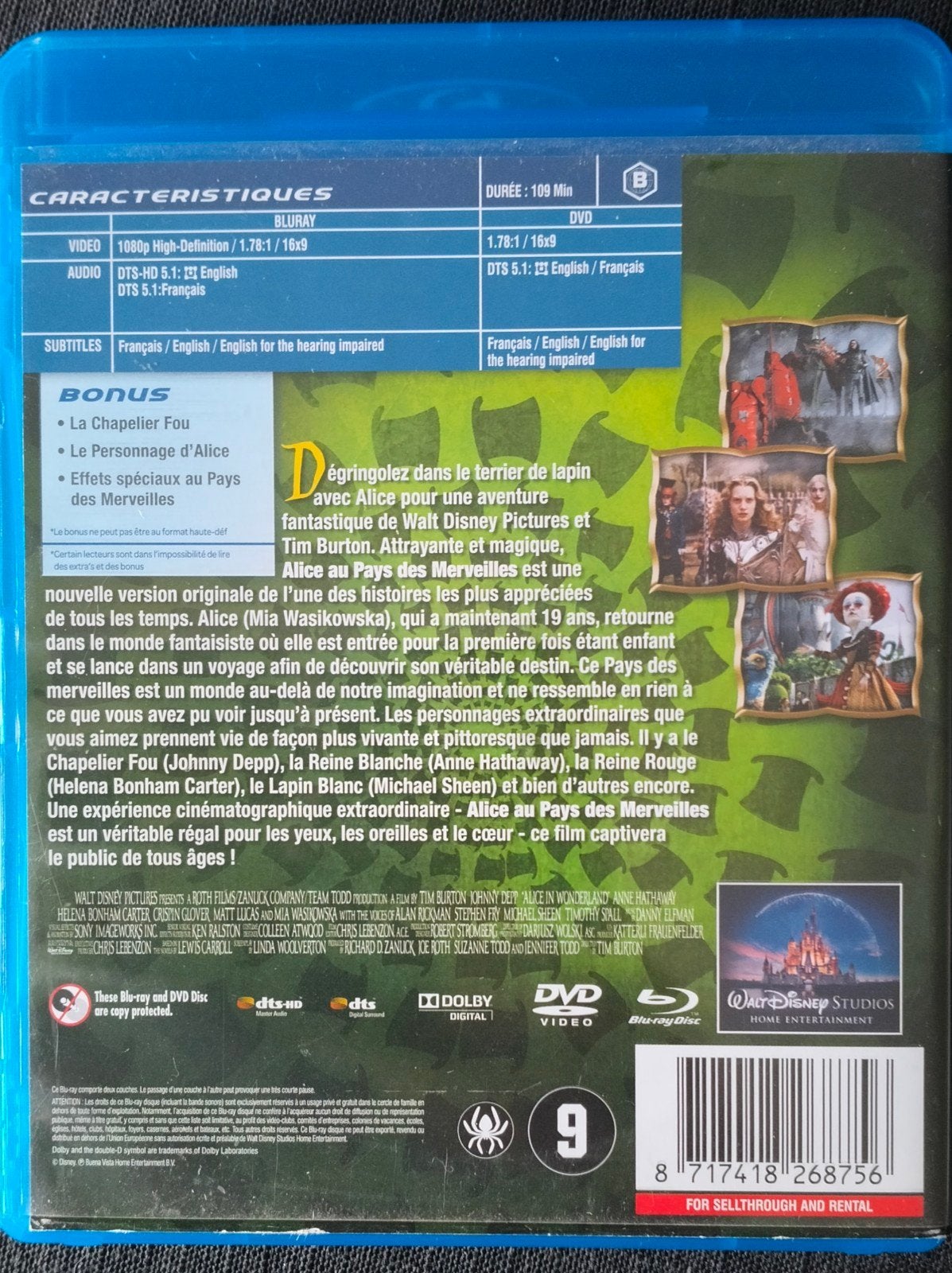 Alice in Wonderland (blu Ray) No dutch subs, Ophalen, Film, Vanaf 9 jaar, Zo goed als nieuw
