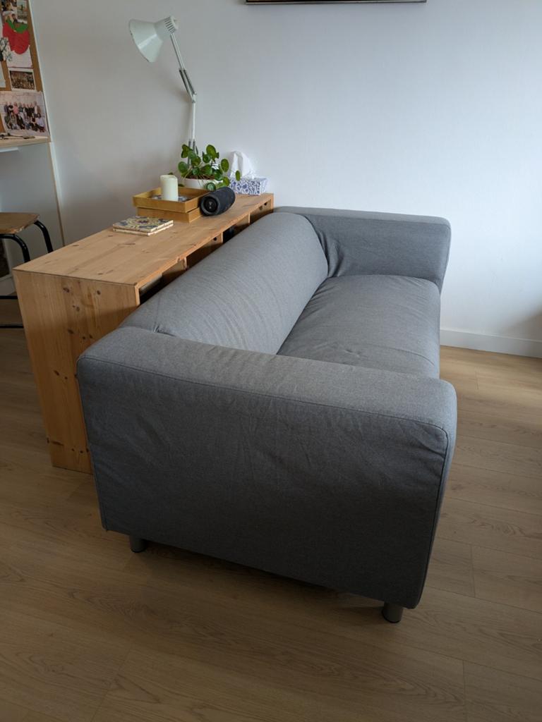 Klippan (Ikea) zetel grijs, Huis en Inrichting, Ophalen, Gebruikt, Tweepersoons, Stof
