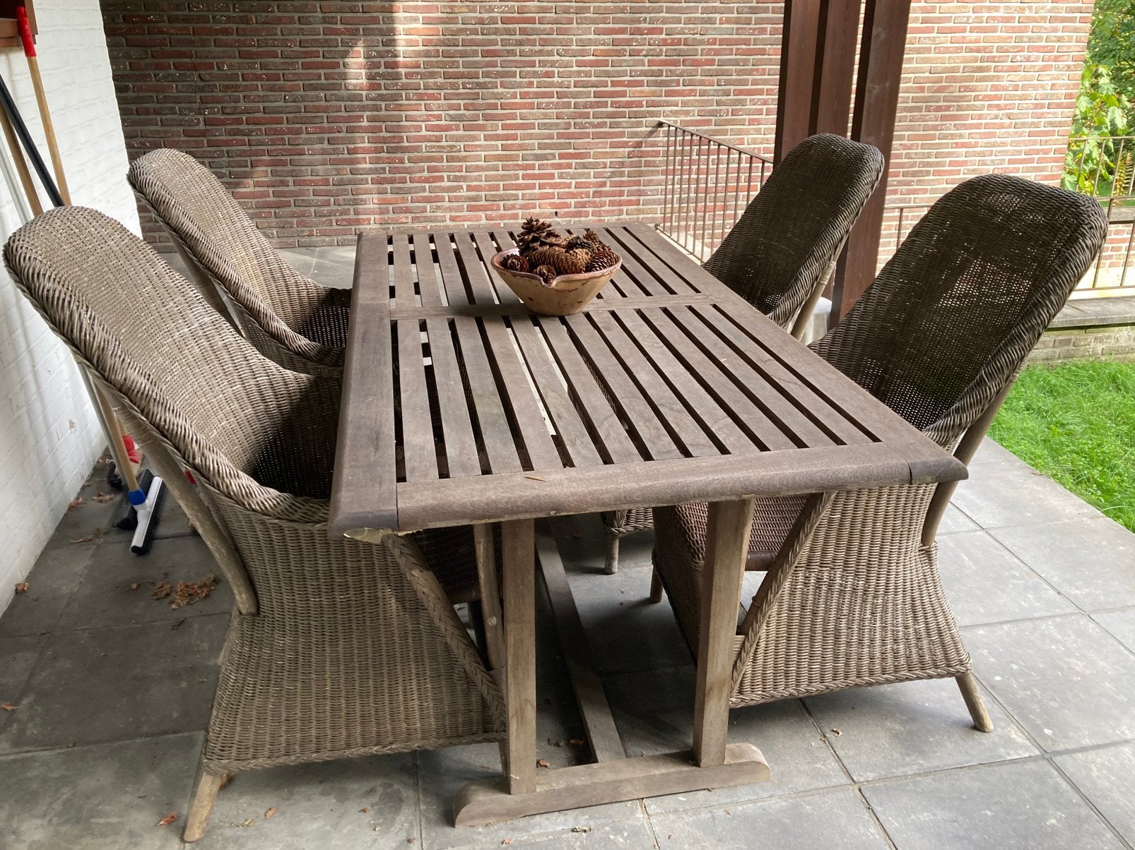 Tuintafel en 4 stoelen, Tuin en Terras, Ophalen, Gebruikt, 6 zitplaatsen, Tuinset