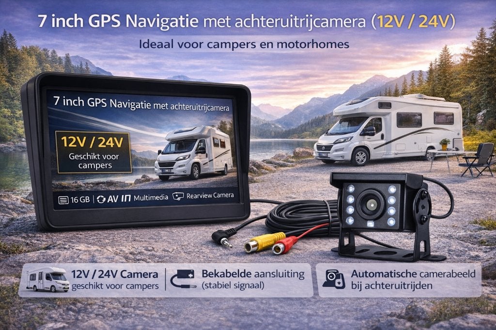 7 inch GPS Navigatiesysteem met Achteruitrijcamera Bedraad, Info@drktech.be, Oosterwennel 35 Genk, Nieuw, Ophalen of Verzenden