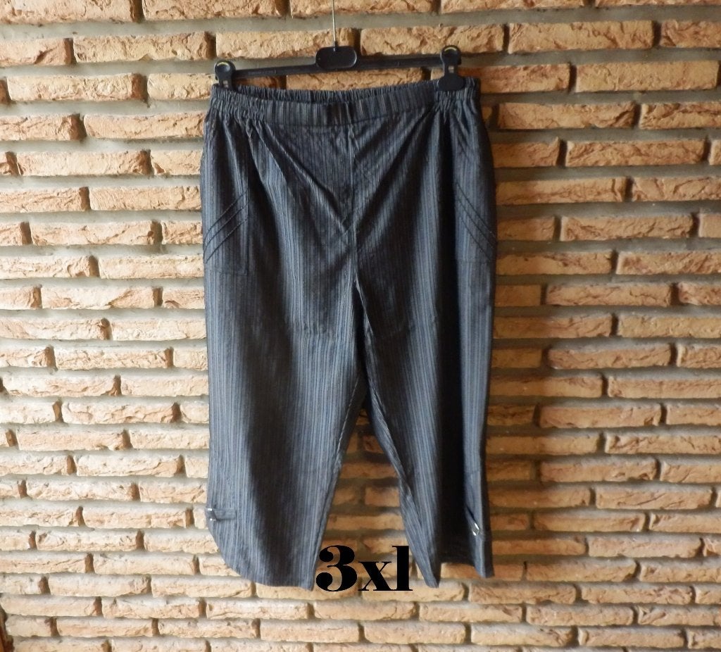 (43)- pantalon femme t.3XL gris  ligné, Maat 46/48 (XL) of groter, Ophalen of Verzenden, Zo goed als nieuw, Grijs