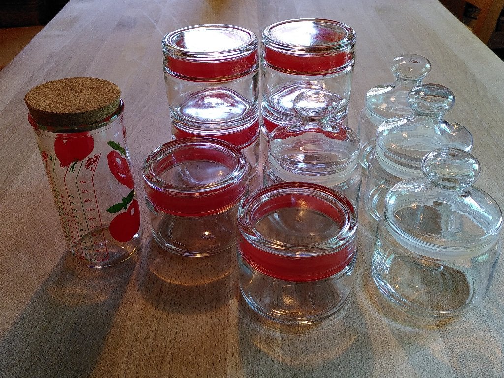 Vintage glazen voorraadpotten, Ophalen, Gebruikt