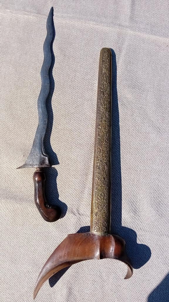 Luxueuze Keris of Kris Damascus staal, Ophalen of Verzenden, Landmacht, Mes of Dolk