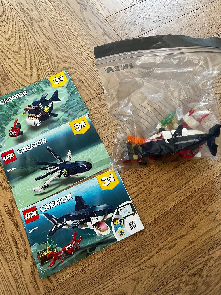 Lego 3 in 1 : vuurdraak, diepzeewezens, wilde dieren, dino, Ophalen, Gebruikt, Complete set, Lego