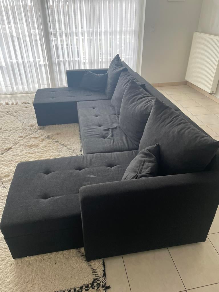 Salon grijze stof, Huis en Inrichting, Ophalen, Gebruikt, 300 cm of meer, Stof