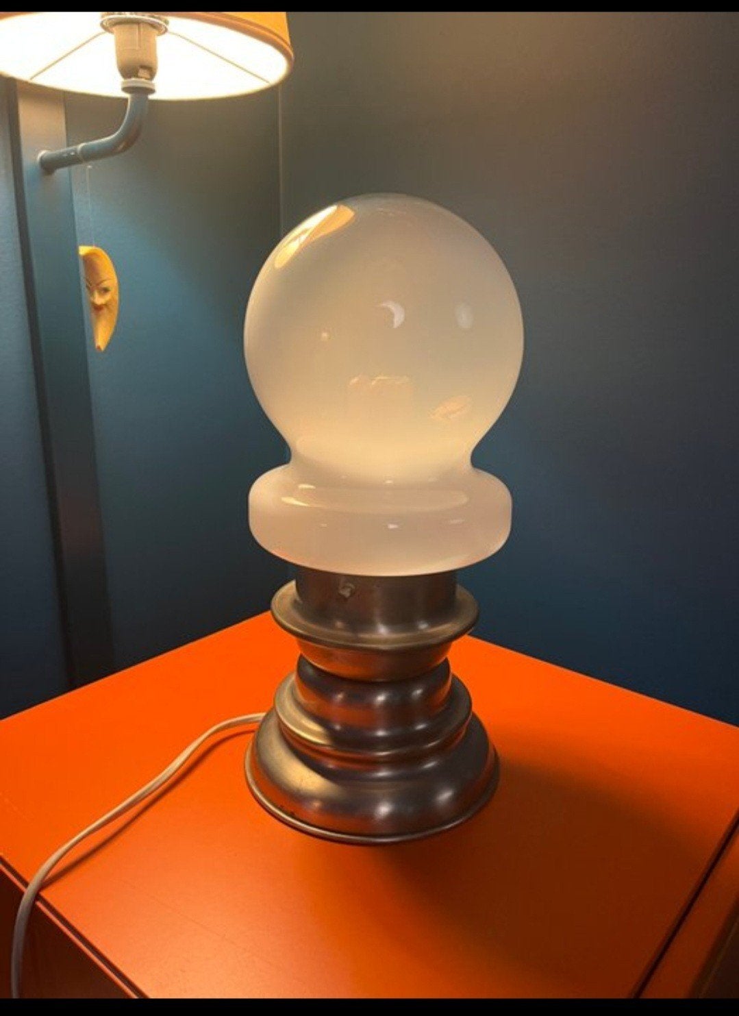 Vintage Spage Age opaline lamp, 31x13 cm, 1970-1980, WERKT!, E14 (klein), Ophalen of Verzenden, Zo goed als nieuw, Glas