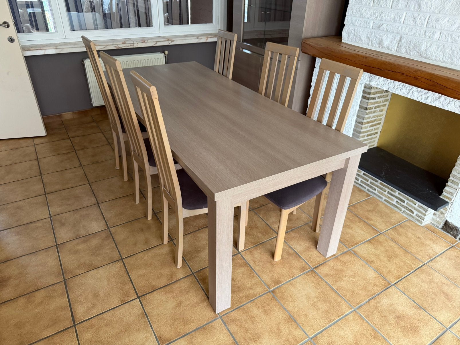 Volledige eetkamer met TV-meubel en salontafel, Maison & Meubles, Enlèvement, Utilisé, 4 à 6 chaises
