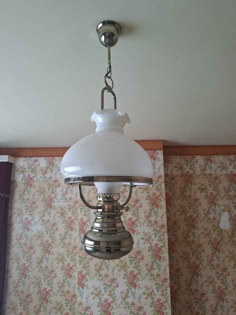Vintage witte hanglamp – klassieke landelijke stijl, Ophalen, Gebruikt, Vintage