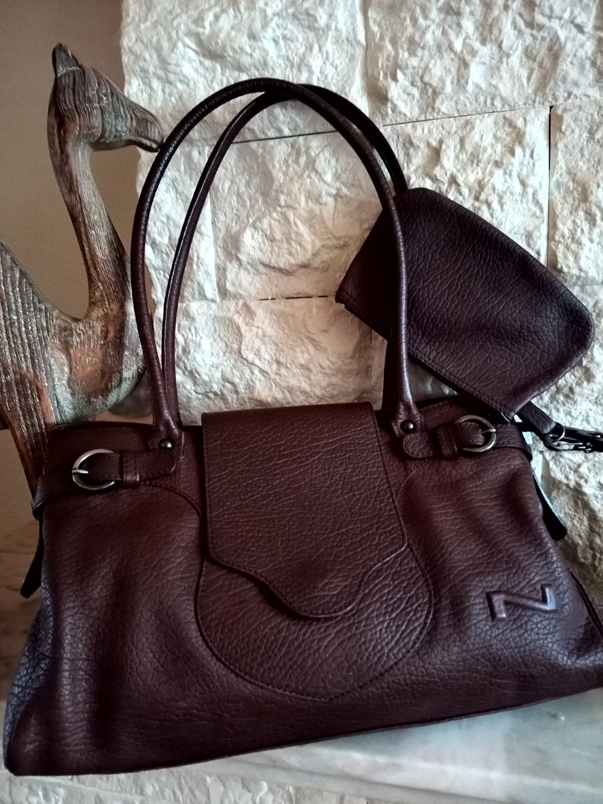 handtas nathan geldbeugel groot model, Ophalen of Verzenden, Bruin, Handtas