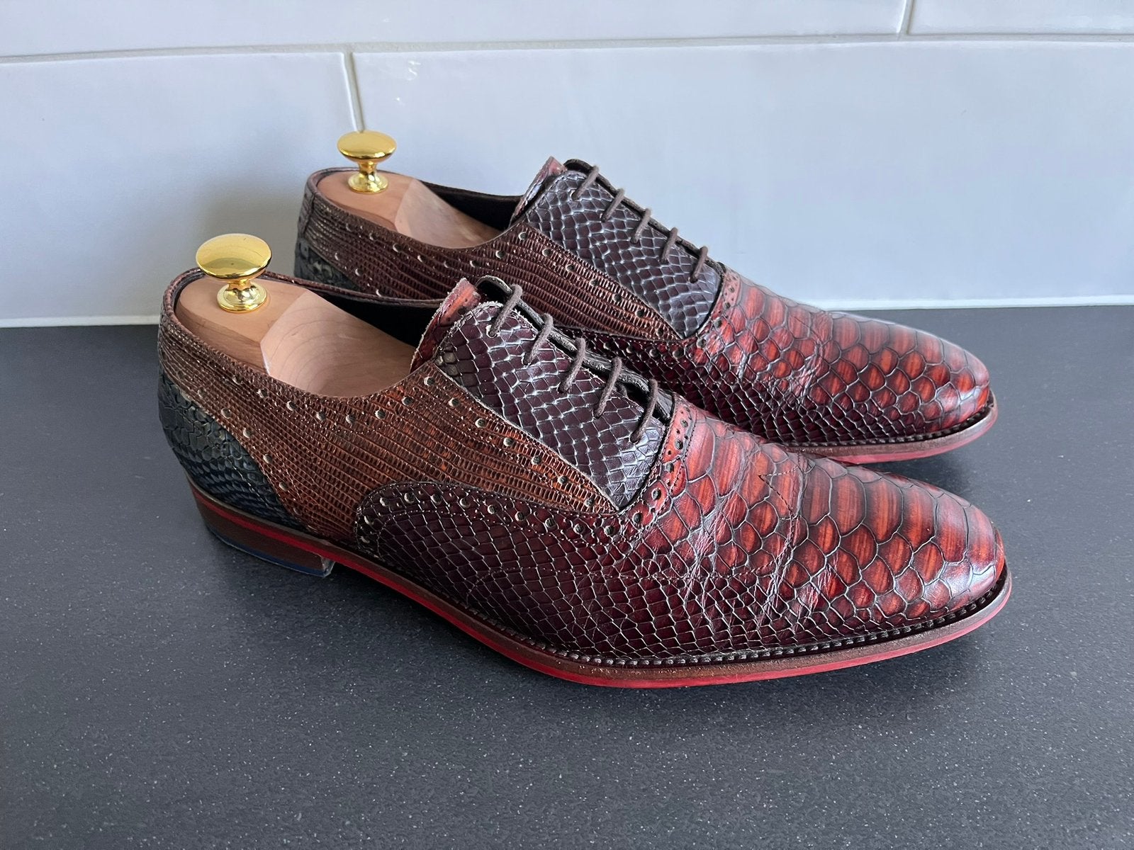 Floris van Bommel herenschoenen maat 8 / 42, Bruin, Ophalen of Verzenden, Zo goed als nieuw, Veterschoenen
