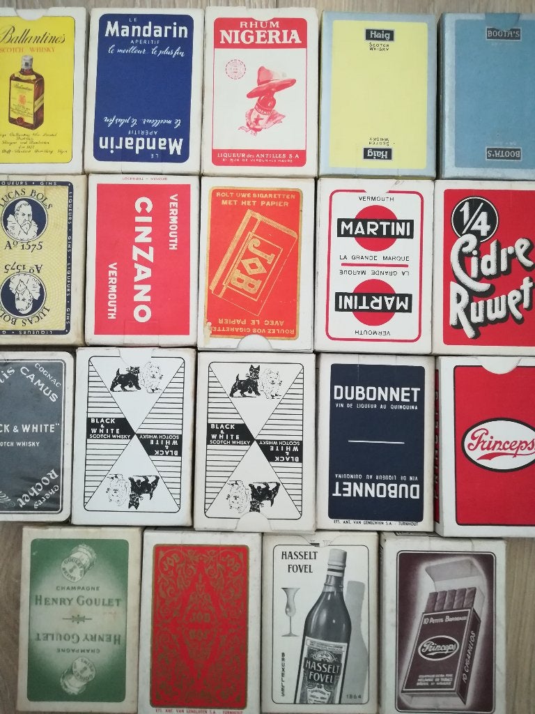 19 kaartspellen (reclame) + - 1950-1960, Verzamelen, Ophalen of Verzenden