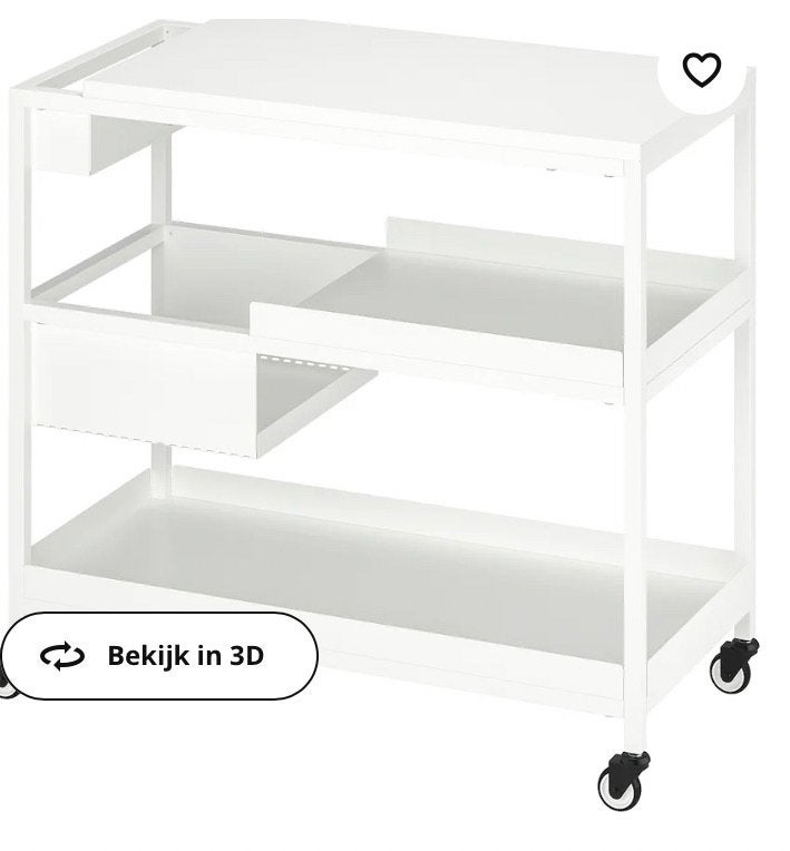 Rolwagentje alu met houten rekje met legplanken, Ophalen, Zo goed als nieuw