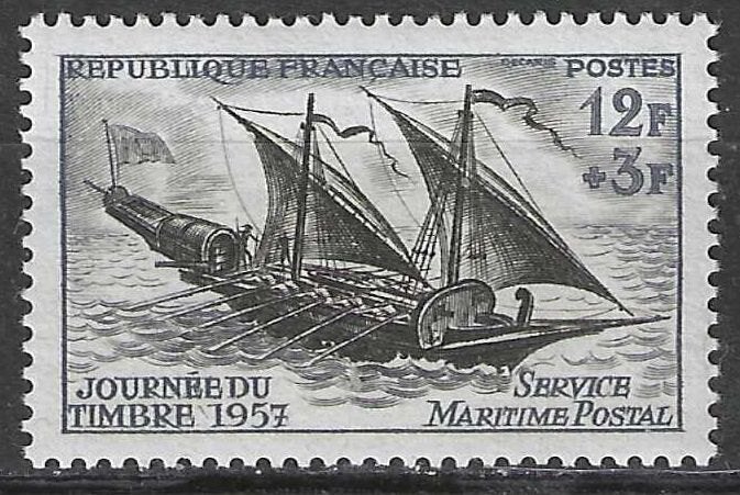 Frankrijk 1957 - Yvert 1093 - Dag van de Postzegel (PF), Verzenden, Postfris