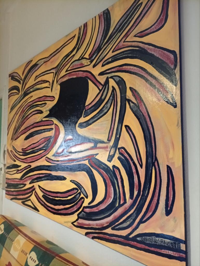 Très beau grand tableau a l'huile sur toile. Pièce unique, Enlèvement