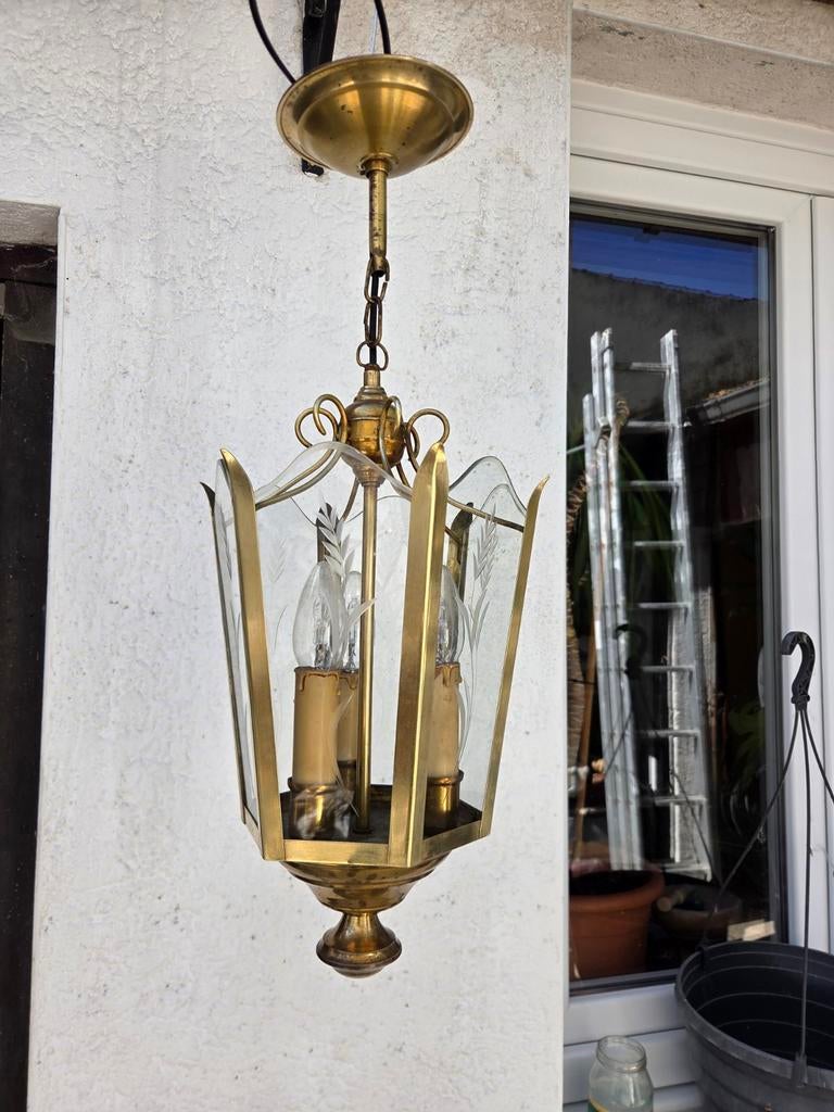 lanterne de fiacre ou de maison de campagne vintage, Maison & Meubles, Enlèvement, Utilisé, Verre