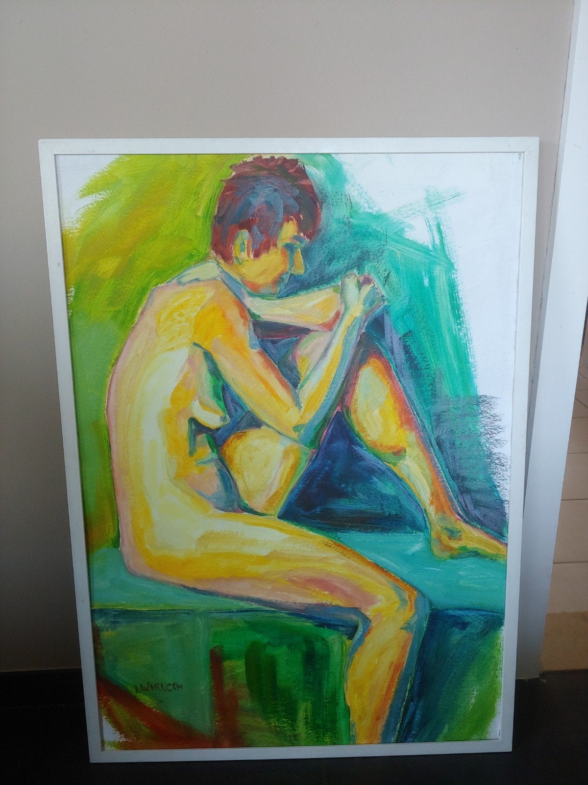 Groot gesigneerd expressionistisch schilderij, Antiek en Kunst, Ophalen, Gesigneerd, Print