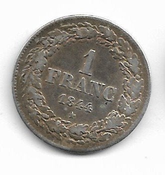 Belgique : 1 fr 1844 (lauré) - argent = morin 27 - superbe, Enlèvement ou Envoi, Monnaie en vrac, Argent, Argent