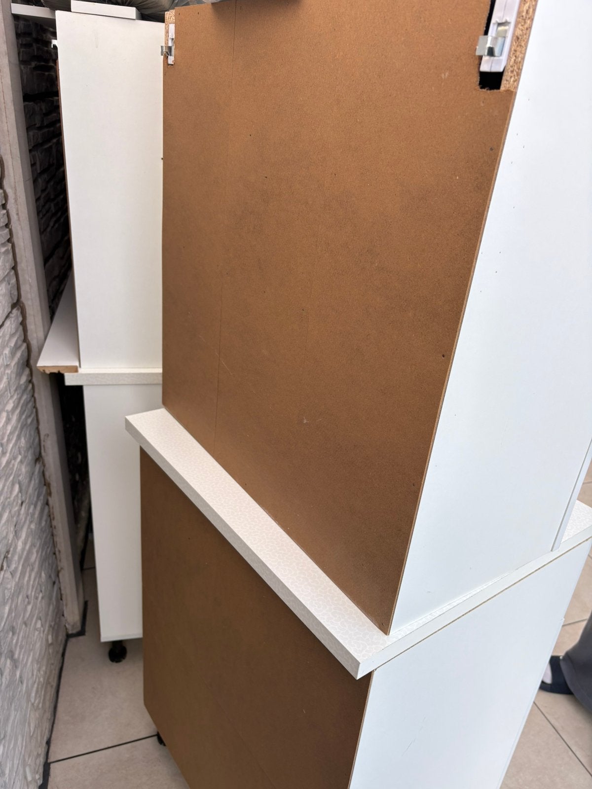 Keukenkast met hangkast, Ophalen, Wit, Enkelwandige keuken, Hout