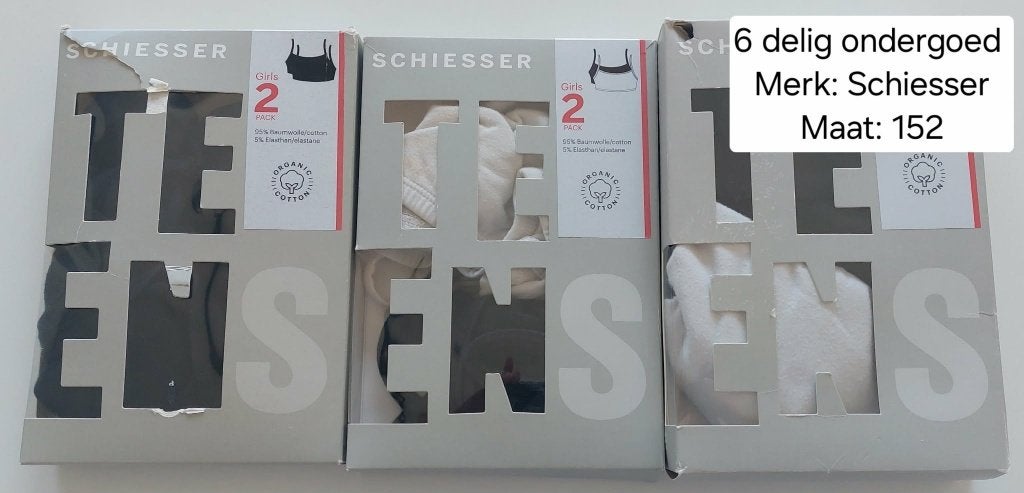 6 delig ondergoed meisje:Schiesser maat 152 (MET VERPAKKING), Nacht- of Onderkleding, Meisje, Nieuw, Ophalen of Verzenden