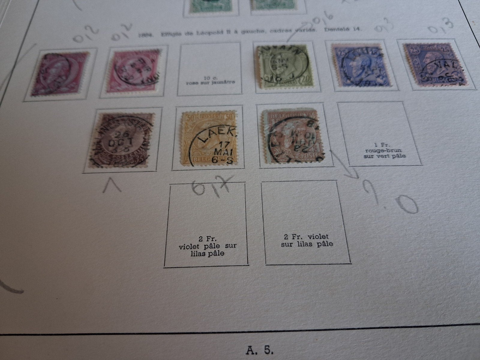 1884 timbres belges  effigies  Leopold II A GAUCHE, Enlèvement ou Envoi
