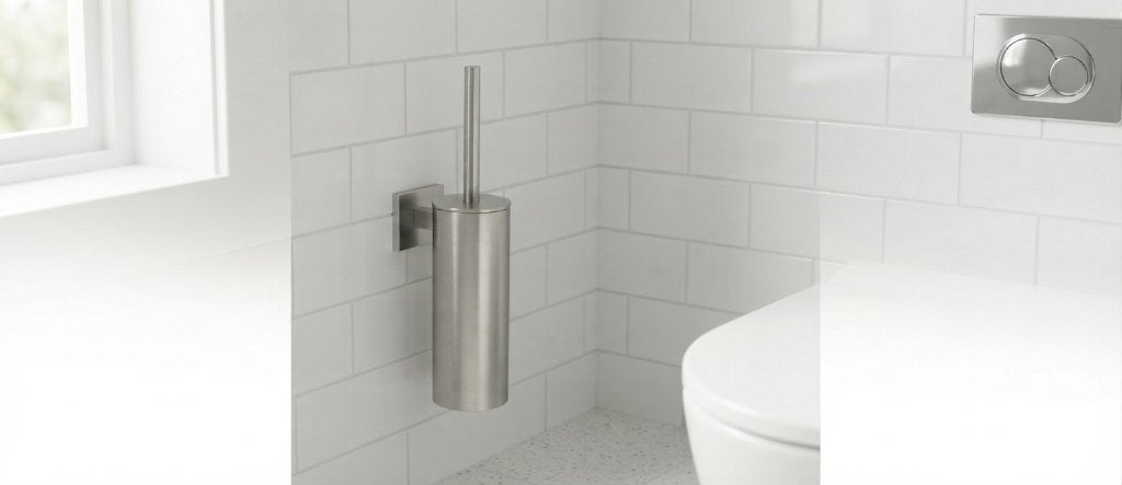 WC-borstel + houder RVS mat, Ophalen, Minder dan 50 cm, Nieuw, Minder dan 25 cm