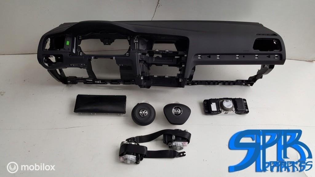 VW Golf 7 Airbagset Enkel Dubbel Gordel Airbag Set DASHBOARD, VOLKSWAGEN, Enlèvement ou Envoi, Volkswagen, Utilisé
