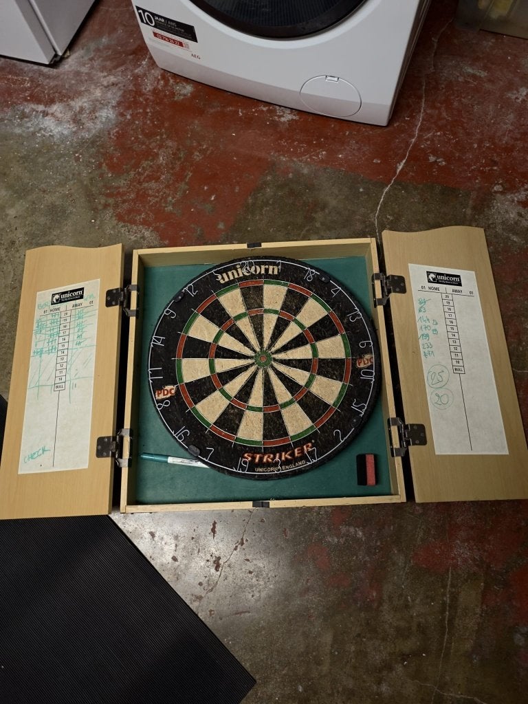 Dartsbord en dartsmat, Ophalen, Gebruikt