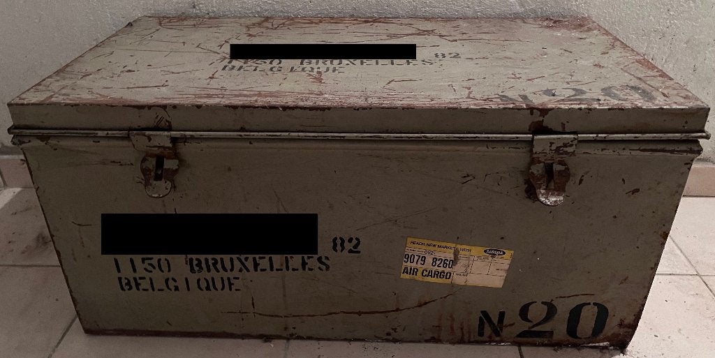 Metalen Koffer Getuige Repatriëring Congo 1960 - Sabena, Verzamelen, Ophalen, Overige soorten, Kist of Geocache