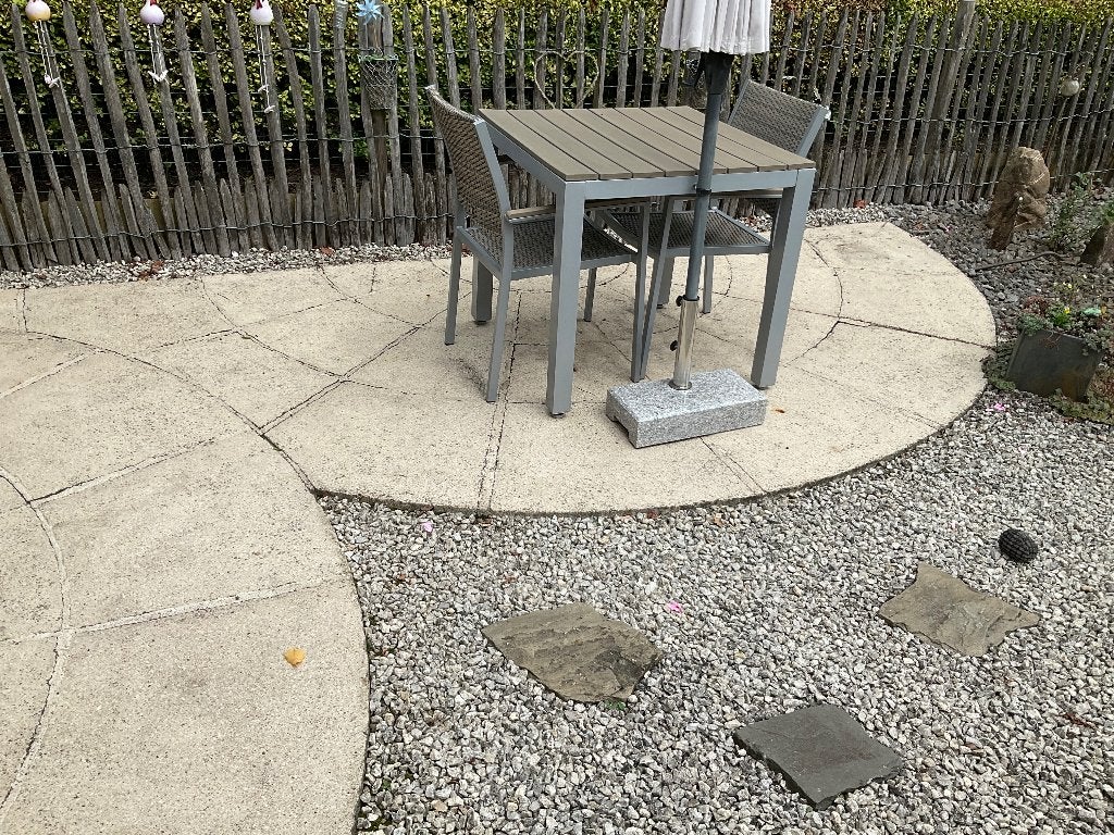 Terras in 2 halve cirkelvormen, Tuin en Terras, Ophalen, Gebruikt, Overige materialen