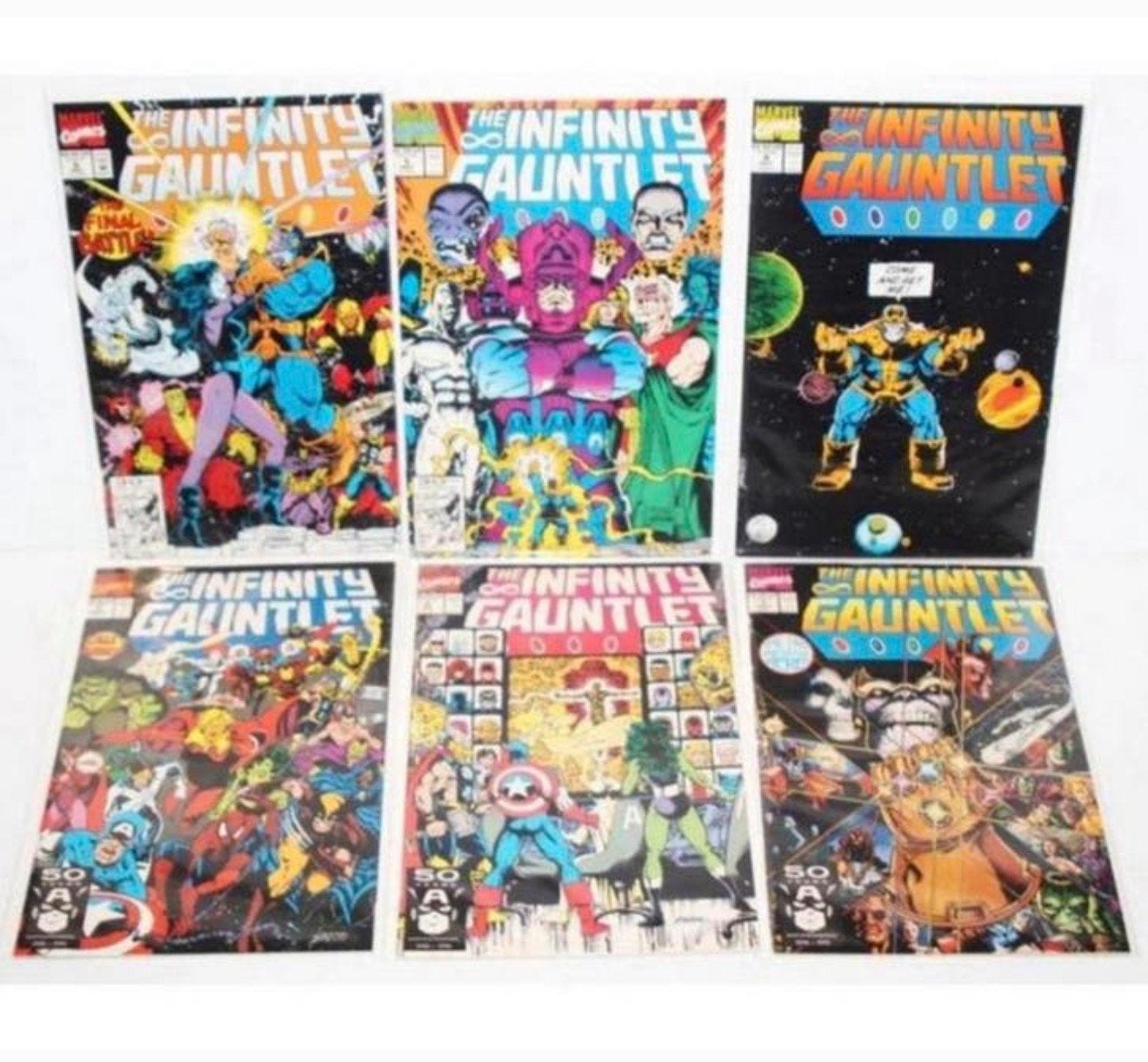 The Infinity Gauntlet #1-6 comics Near Mint Jim Starlin 1991, Amerika, Complete serie of reeks, Ophalen of Verzenden, Zo goed als nieuw