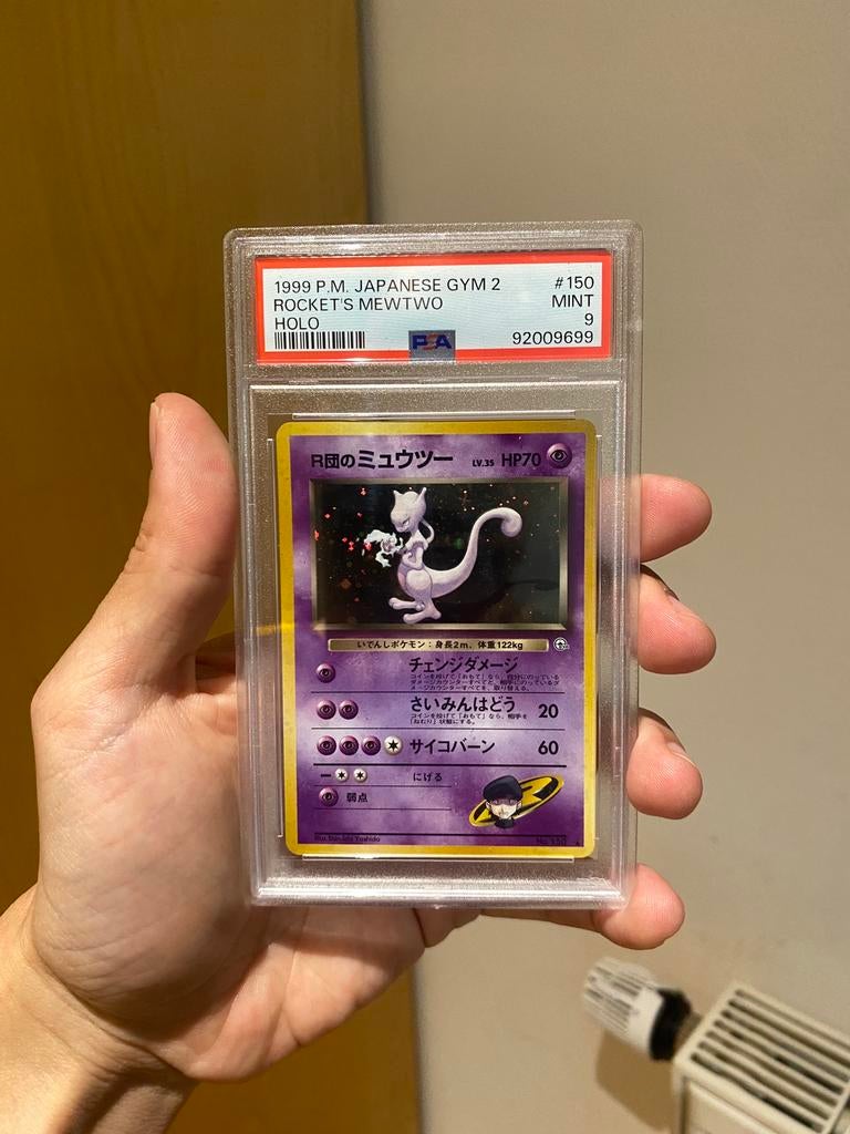Rocket’s Mewtwo PSA 9 Japanese Gym 2, Ophalen of Verzenden, Zo goed als nieuw