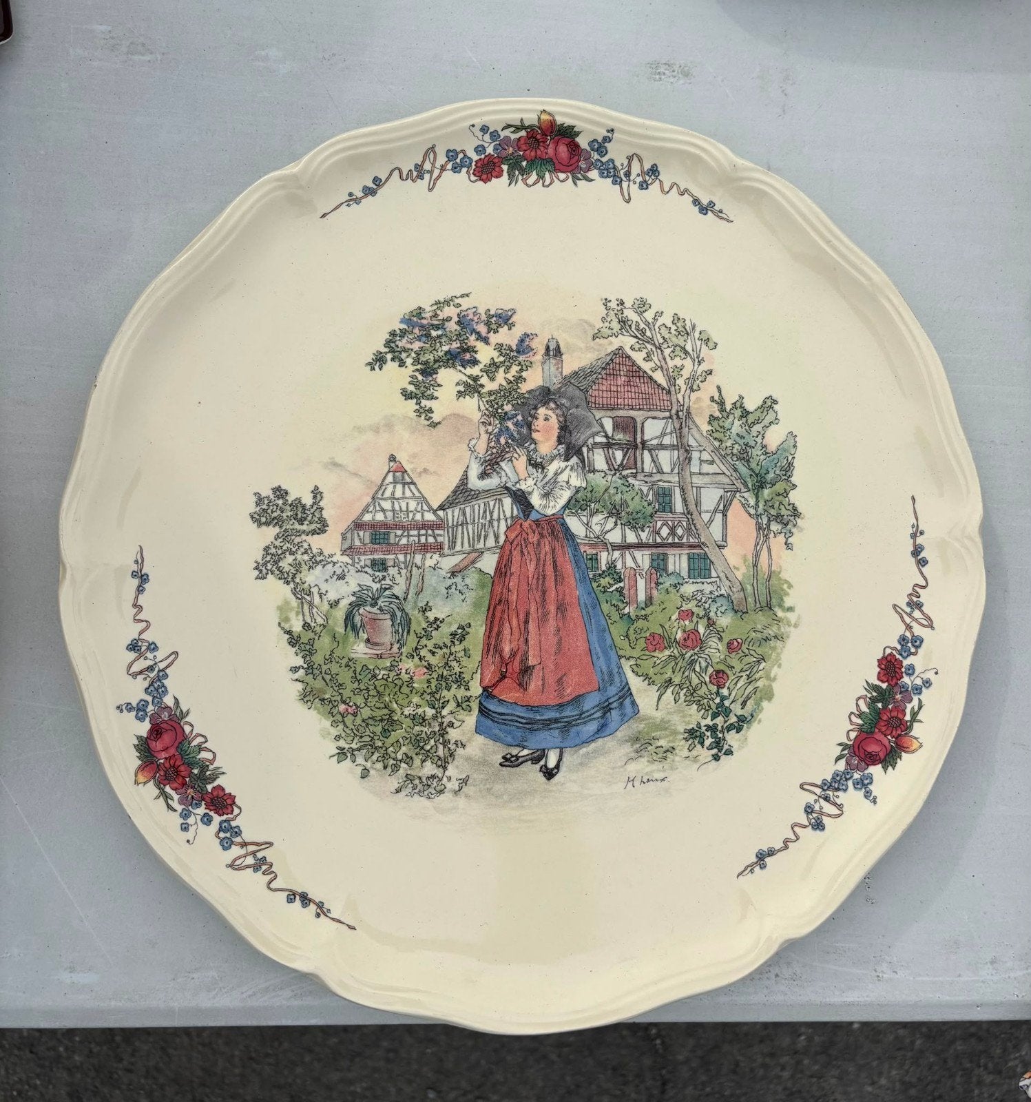 Plateau à tarte Obernai Sarreguemines, Antiek en Kunst, Ophalen