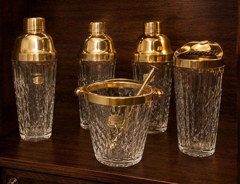 Val Saint Lambert vintage kristallen barset  – 5-delig, Antiek en Kunst, Ophalen of Verzenden