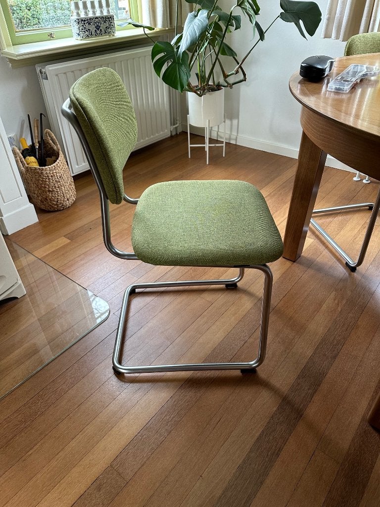 Ensemble de 4 chaises vintage Gispen 1121, rembourrées, Maison & Meubles, Autres couleurs, Enlèvement, Utilisé, Métal
