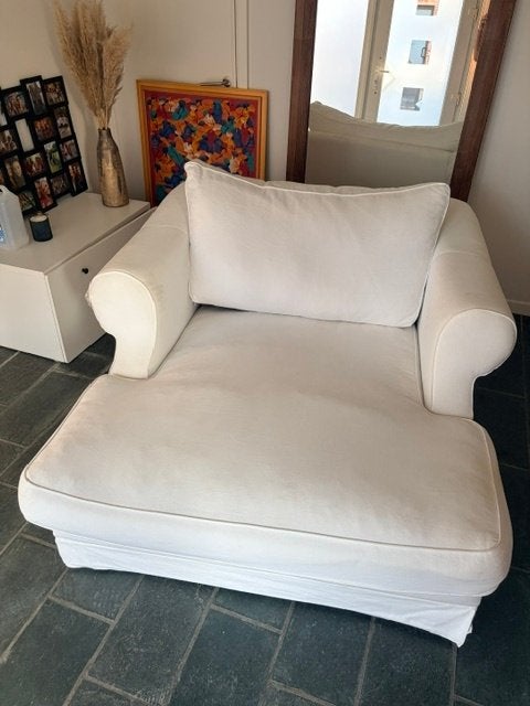 witte fauteuil, Huis en Inrichting, Ophalen, Gebruikt, 125 tot 150 cm, 125 cm of meer