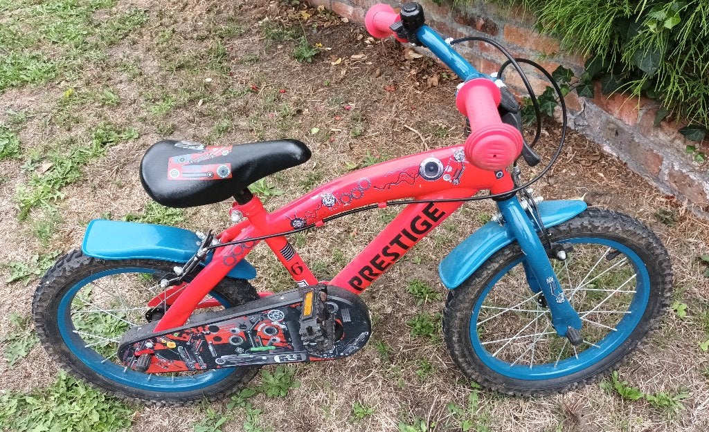 kinderfiets 16 inch, Ophalen, Gebruikt, Velgrem, Prestige