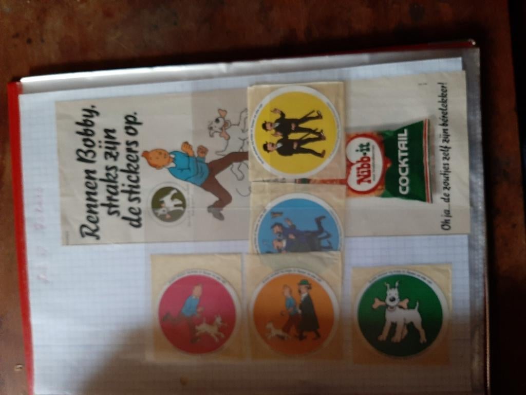 Kuifje reclame plus nib it stickers compleet, Verzenden