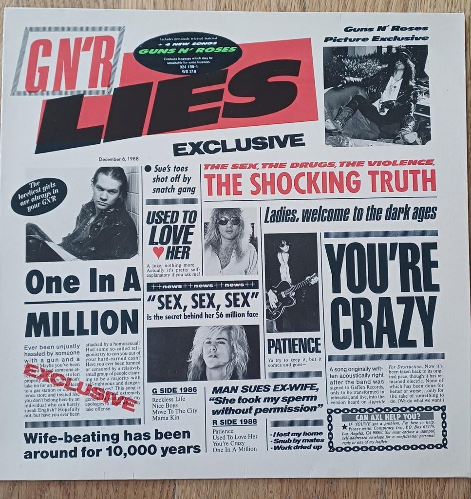Vinyle EP  Guns N ' Roses  GN'R Lies.  1988., EP, Enlèvement