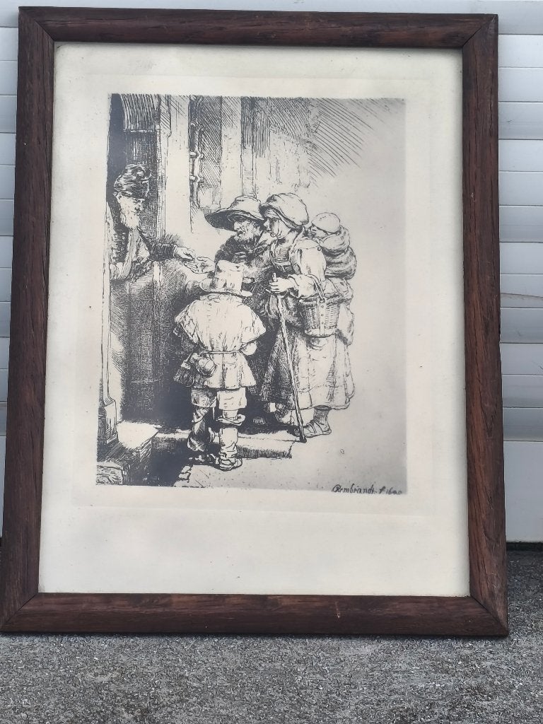 Gravure signe Rembrandt, Antiek en Kunst, Kunst | Etsen en Gravures, Ophalen of Verzenden, Gravure