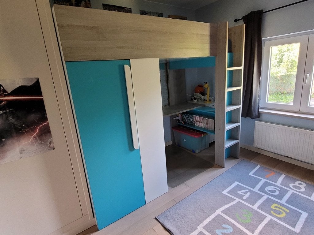 Mezzaninebed, Ophalen, Eenpersoons, Zo goed als nieuw, 200 cm