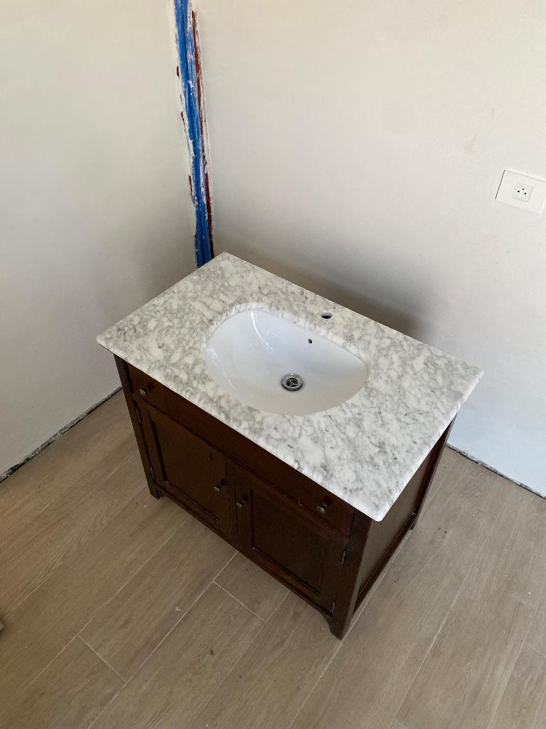 Carrara Marmer badkamermeubel massief, 25 à 50 cm, Moins de 100 cm, Meuble lavabo, Comme neuf