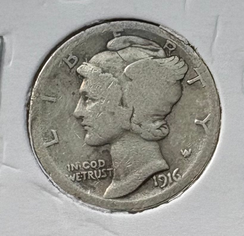 Zilveren Mercury Dime 1916, Postzegels en Munten, Munten | Amerika, Zilver, Ophalen of Verzenden