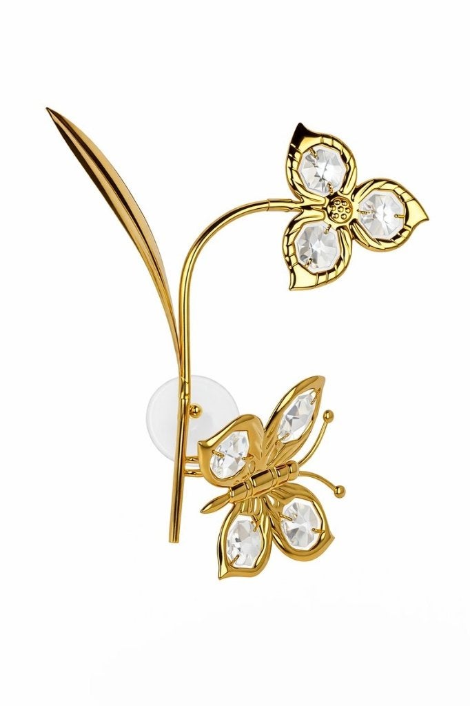 24K Vergulde Vlinders & Libelle met Kristallen, Neuf, Moderne, Métal, Doré