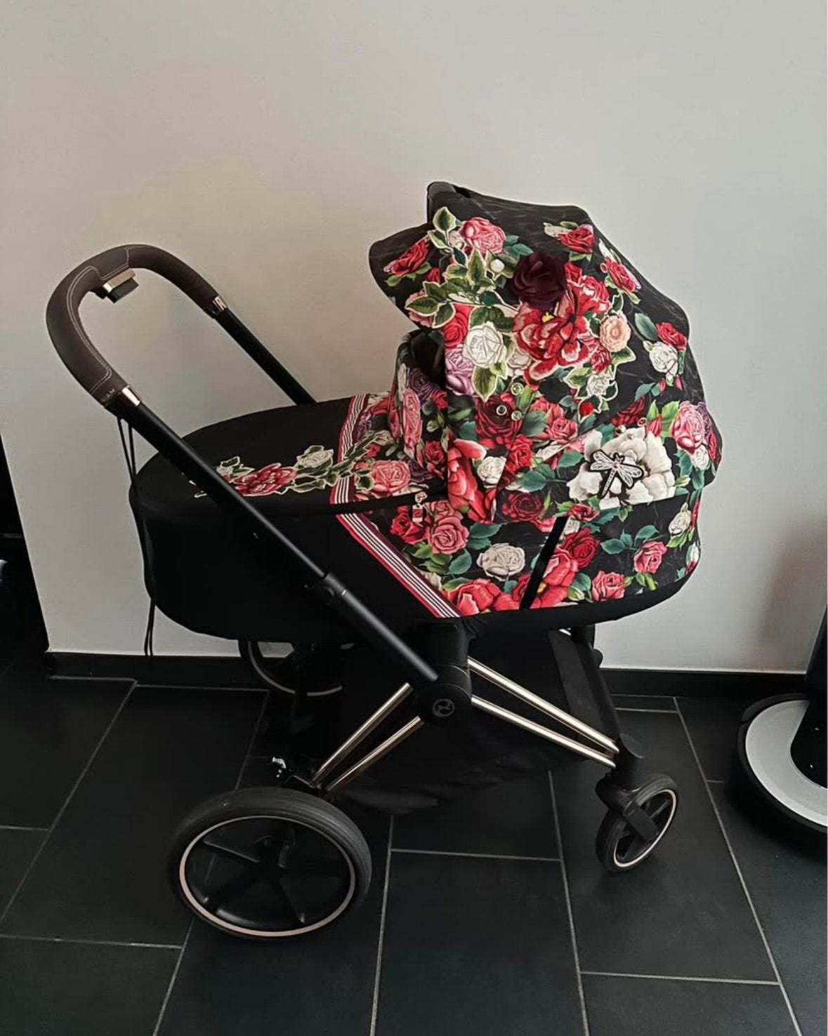 Cybex priam rose gold blossom dark collection, Gebruikt, Met autostoeltje, Ophalen, Kinderwagen